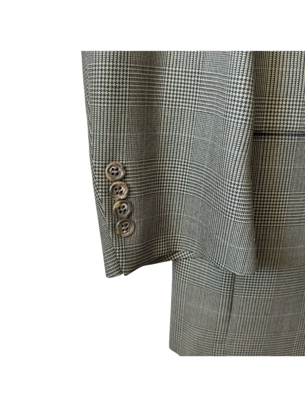 Joseph A. Bank Signature Collection Glen Plaid Beige & Black Suit 44L 2-Button 4 - Picture 14 of 16